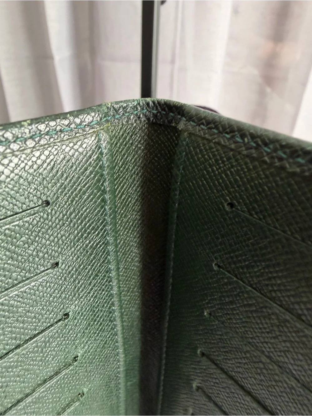 Louis Vuitton Green Taiga Leather Porte Valeurs Long Wallet-Vintage France 1996